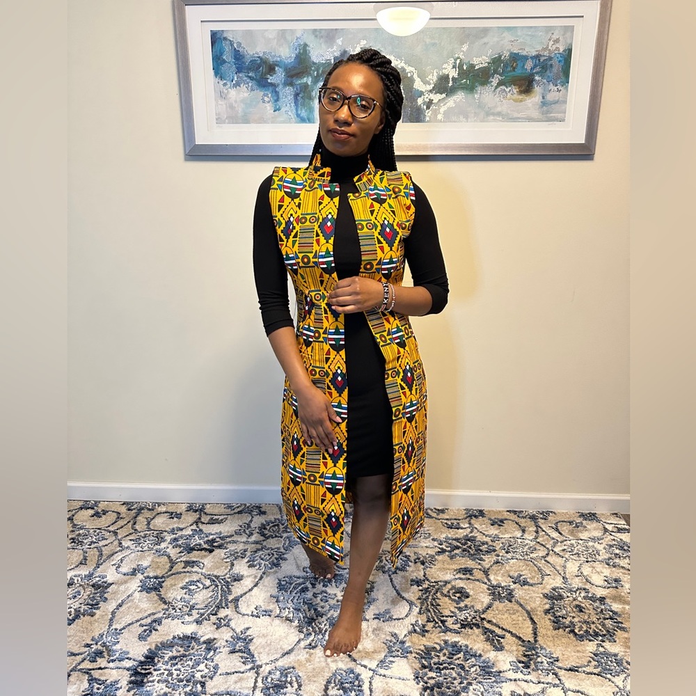 Multi colored sleeves African prints kimono with pockets